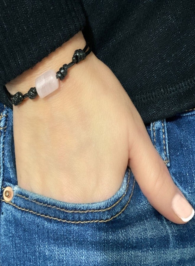 Luck Strings Rose Quartz Bracelet for Men and Women Balance Chakra Healing Jewelry Rose Quartz Bracelet on vegan cord Men - Image 4